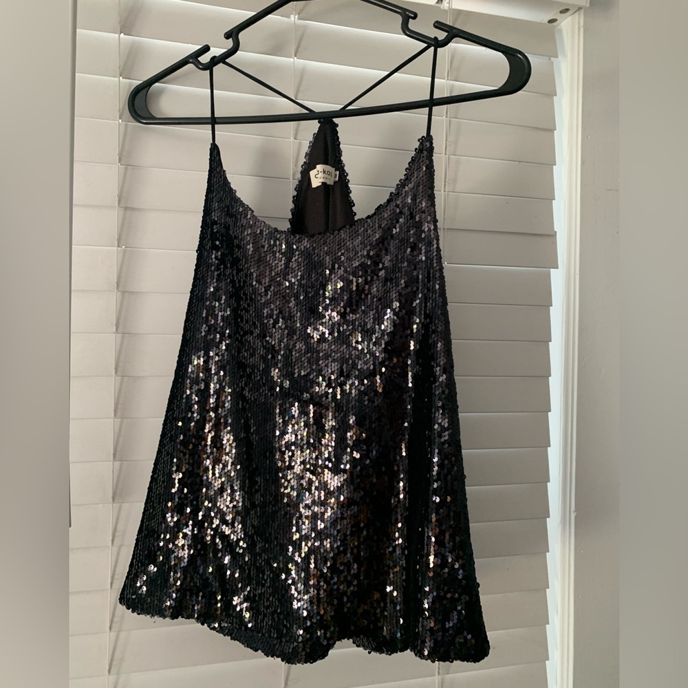 Black Sequin Tank - Racer Back